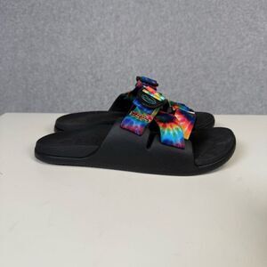 Chaco Women's Size 6 Performance Footwear Black Rainbow Slides Sandals Comfort